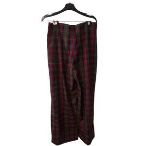 Zara plaid pants womens XL cuffed plaid wide leg high rise